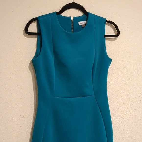 Calvin Klein Teal Sheath Dress Size 2 - Picture 2 of 5